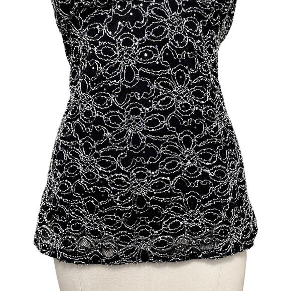 Y2K 90's Vintage Whimsygoth Dark Fairy Floral Sparkle Faux Wrap Top - Picture 3 of 13